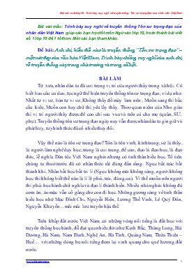 Bài văn mẫu lớp 10 Trình bày suy nghĩ về truyền thống Tôn sư trọng đạo của nhân dân Việt Nam